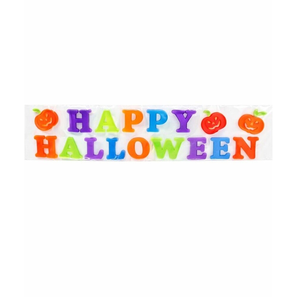 "Happy Halloween" Gel Sticker Window Fridge Decoration 20 Count Jack-o'-Lantern